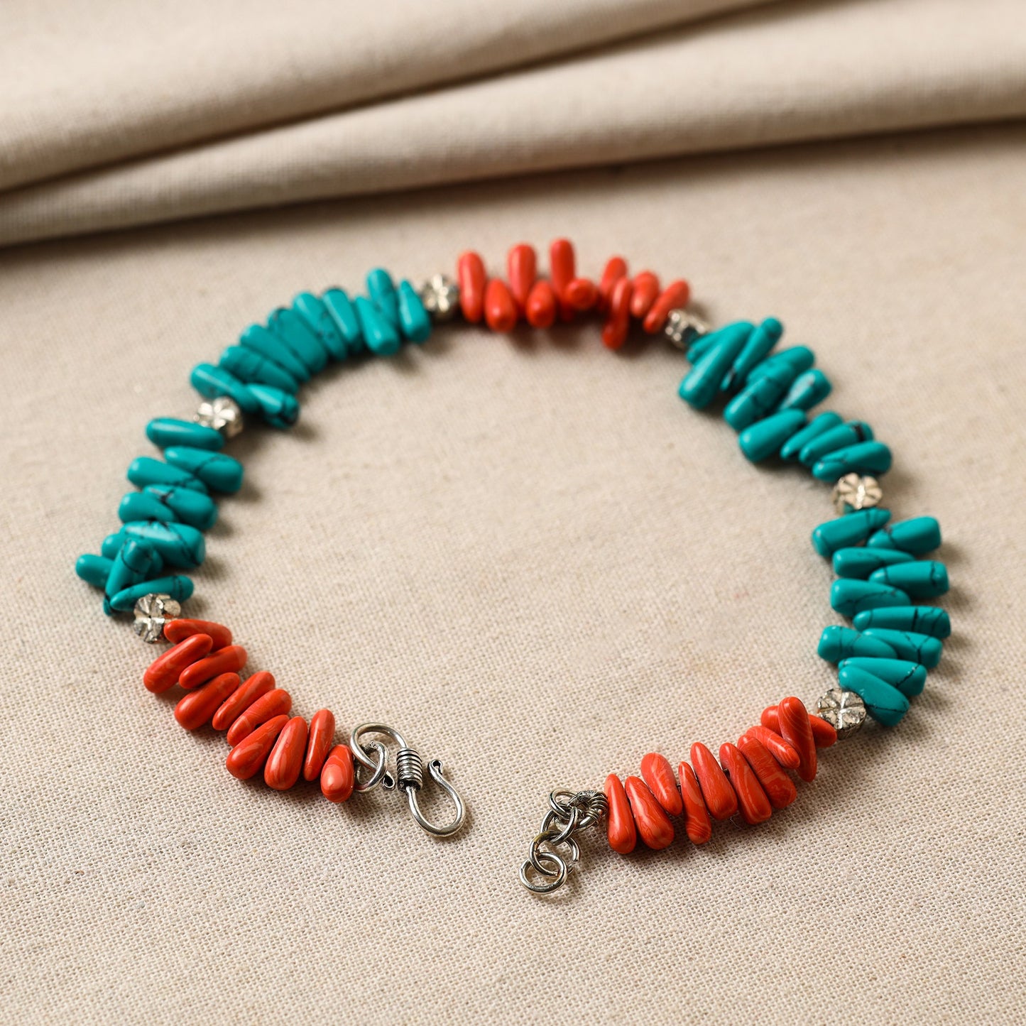 Multicolor - handmade beads & metal anklet 01 - handcrafted