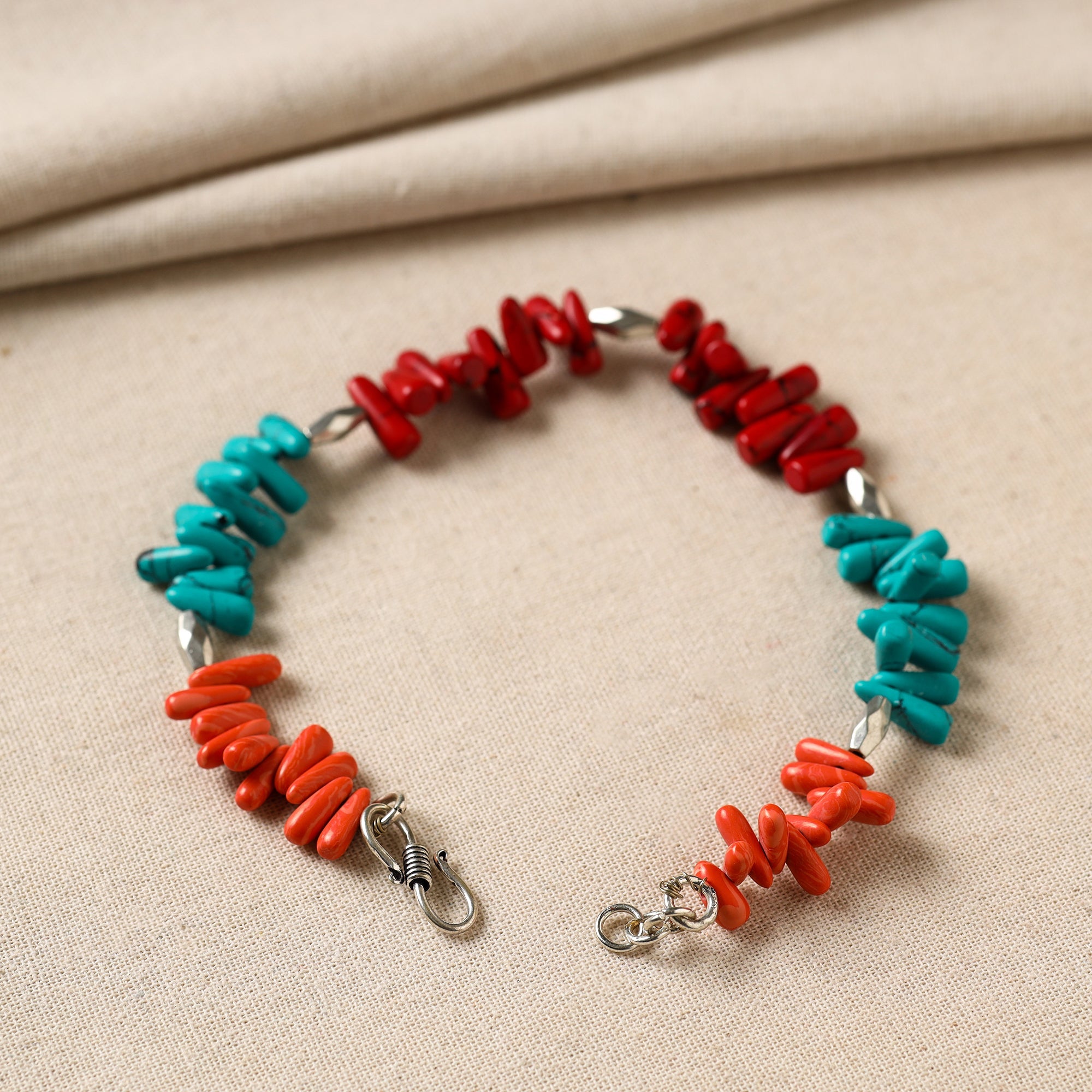 Multicolor - handmade beads & metal anklet 12 - handcrafted