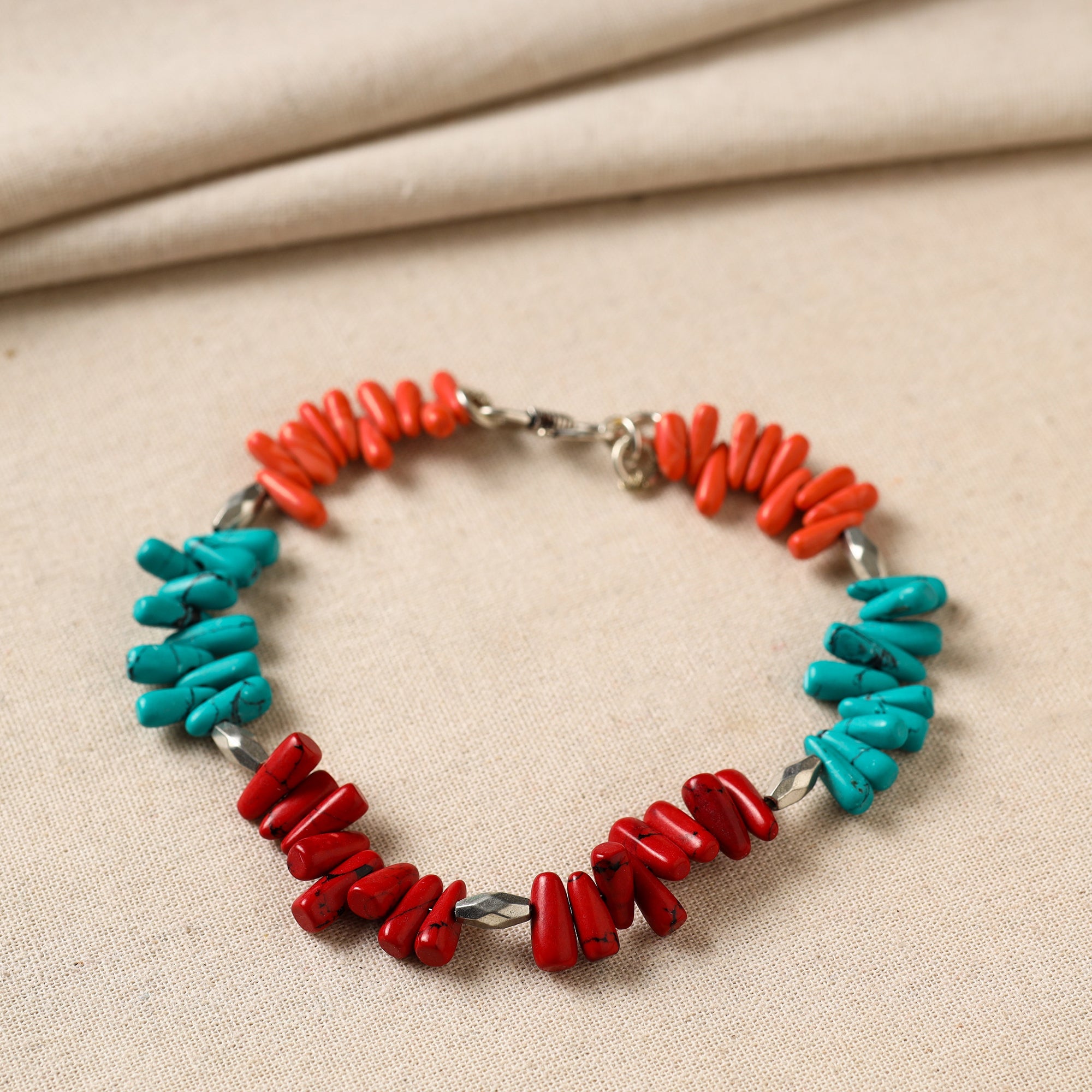 Multicolor - handmade beads & metal anklet 12 - handcrafted