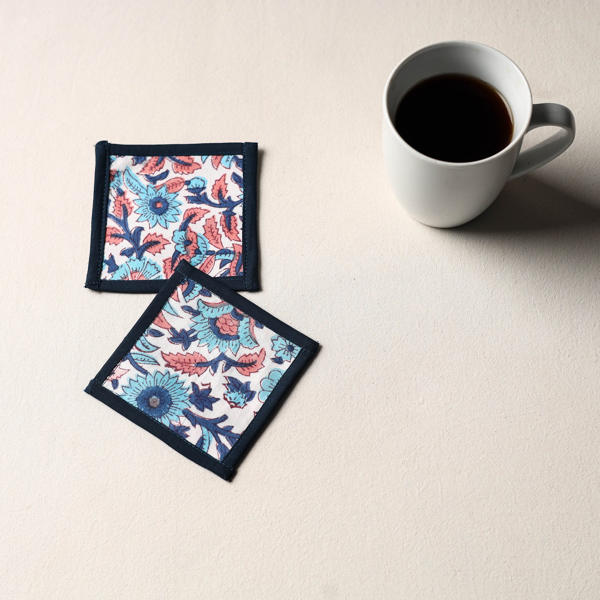 Multicolor Handmade Cotton Coasters (Set of 2)