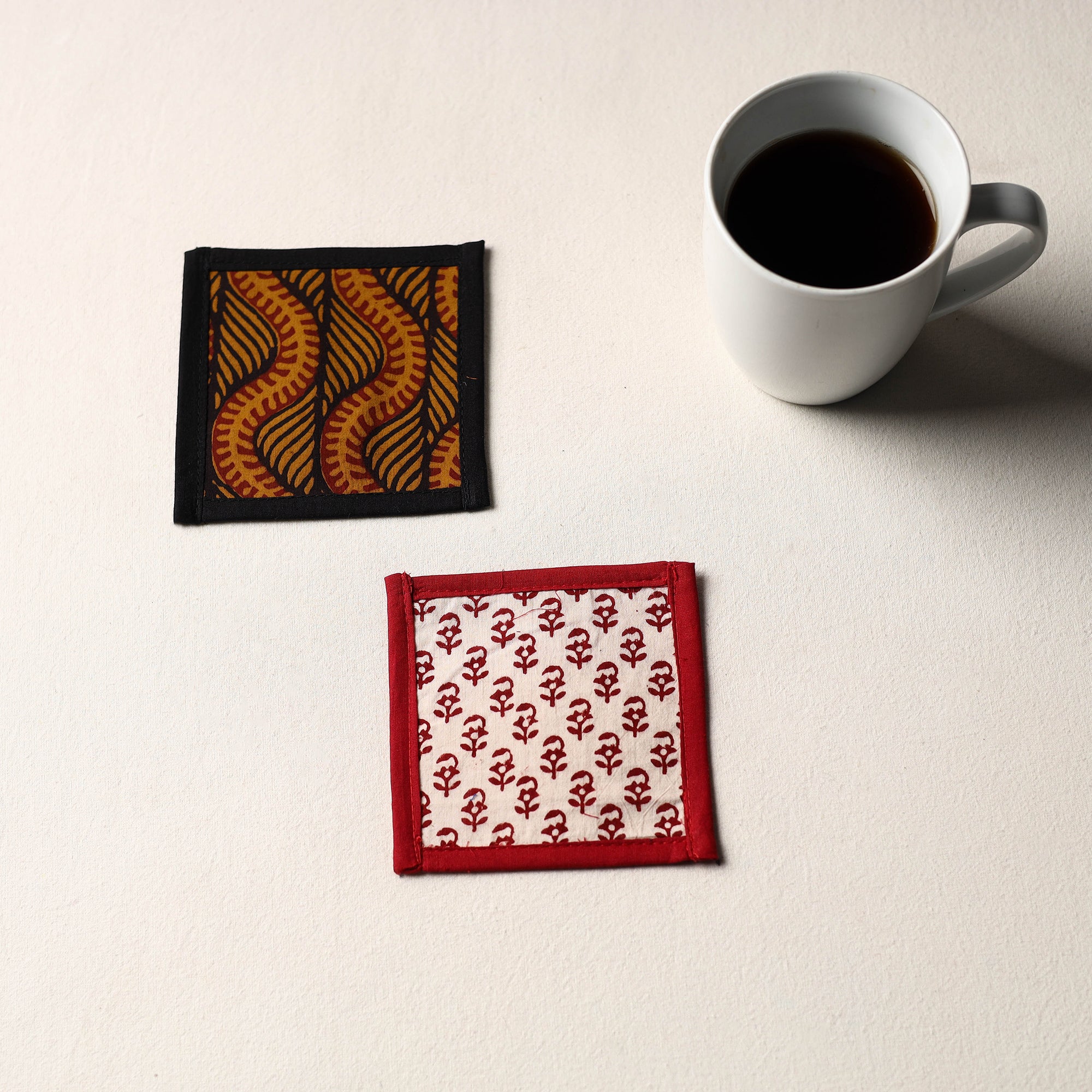 Multicolor Handmade Cotton Coasters (Set of 2)