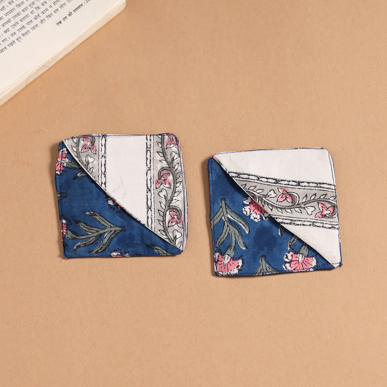 Multicolor - handmade cotton fabric corner bookmark (set