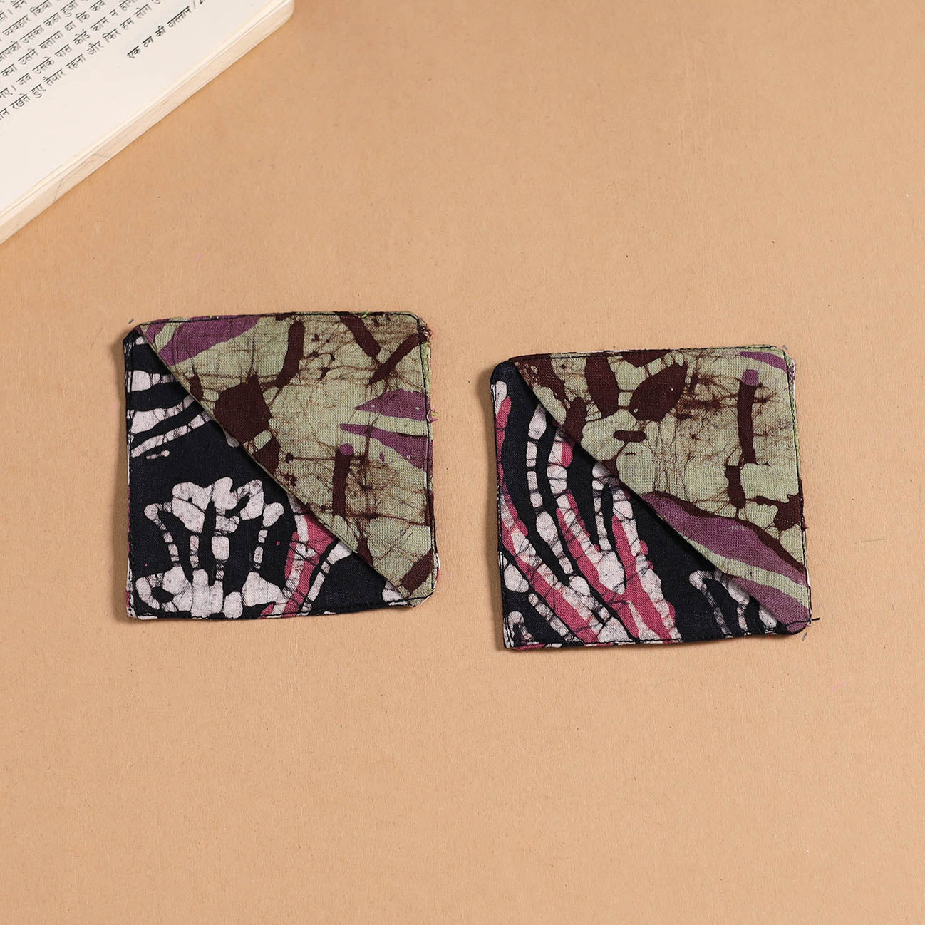Multicolor - handmade cotton fabric corner bookmark (set