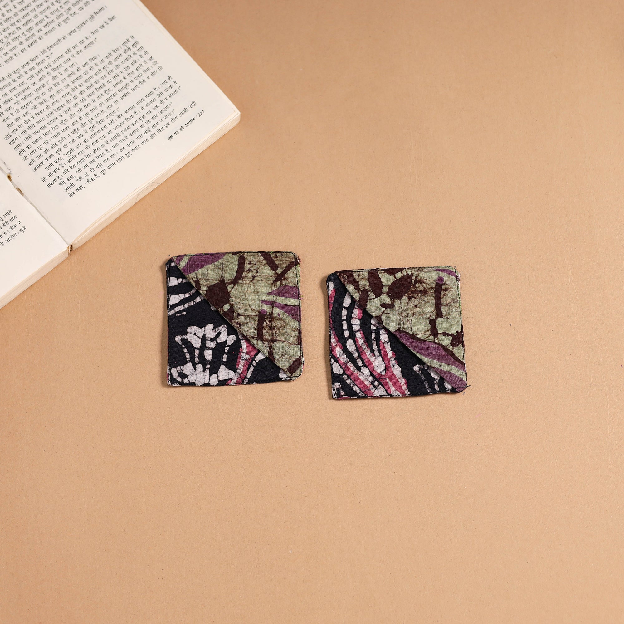 Multicolor - handmade cotton fabric corner bookmark (set