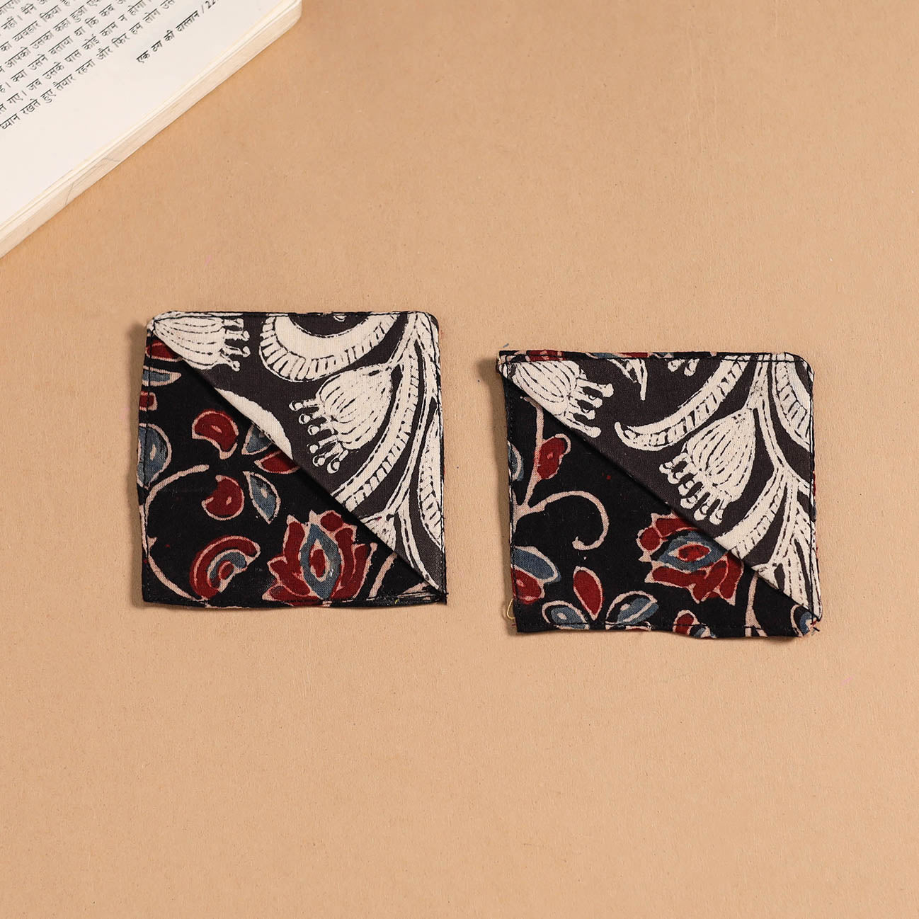Multicolor - handmade cotton fabric corner bookmark (set