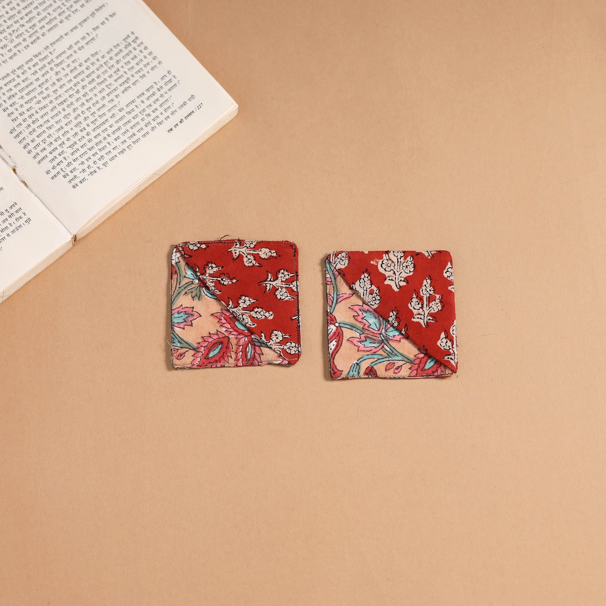 Multicolor - handmade cotton fabric corner bookmark (set