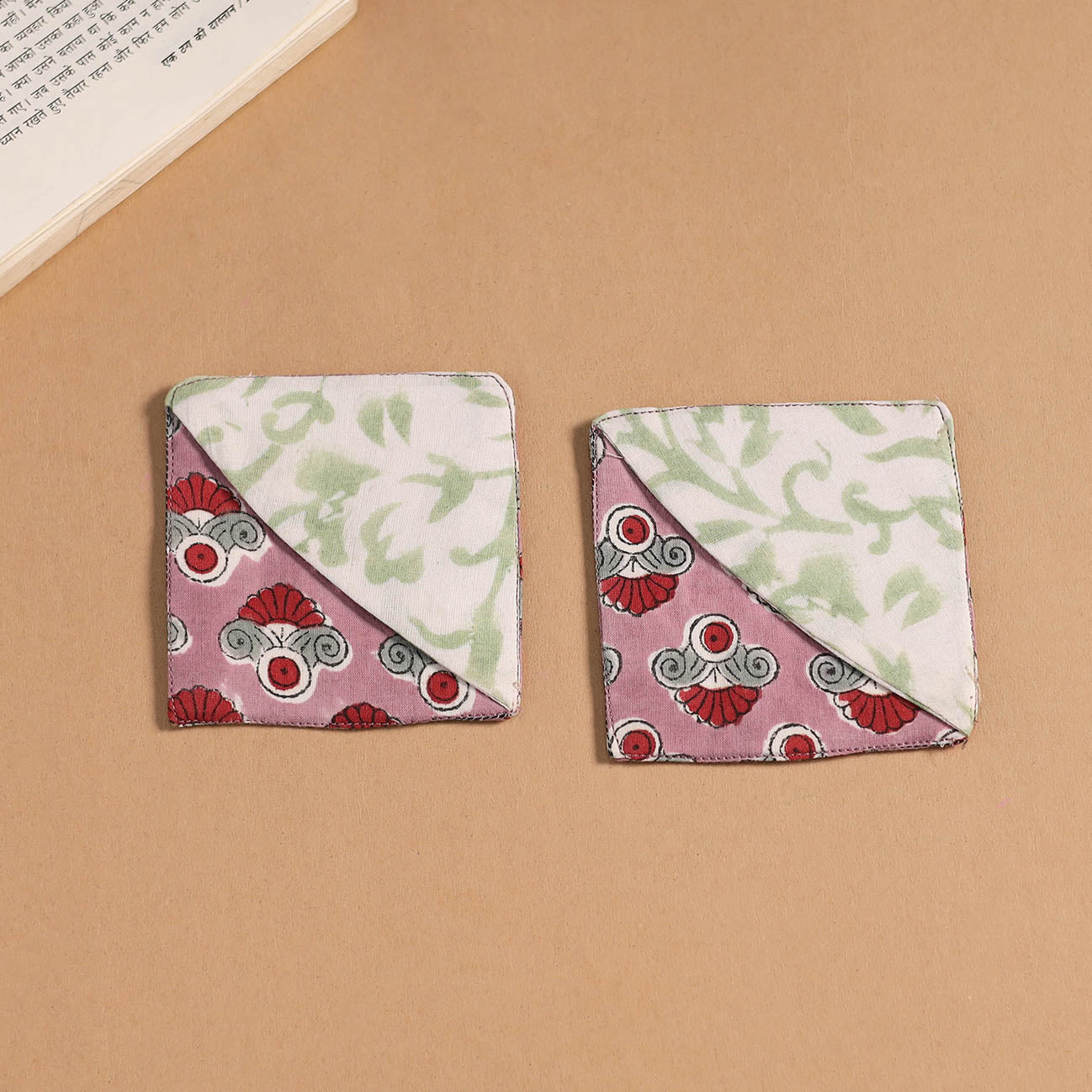 Multicolor - handmade cotton fabric corner bookmark (set