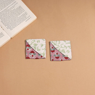 Multicolor - handmade cotton fabric corner bookmark (set