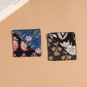 Multicolor - handmade cotton fabric corner bookmark (set