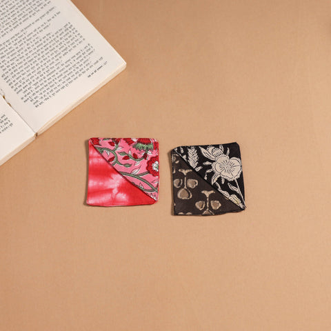 Multicolor - handmade cotton fabric corner bookmark (set