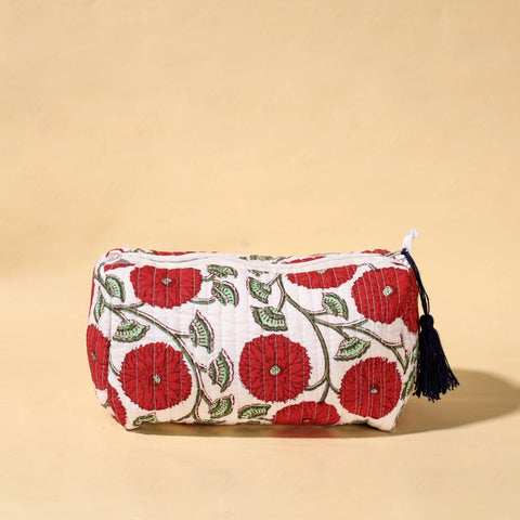  Handmade Cotton Fabric Quilted Utility Pouch With Tassel 