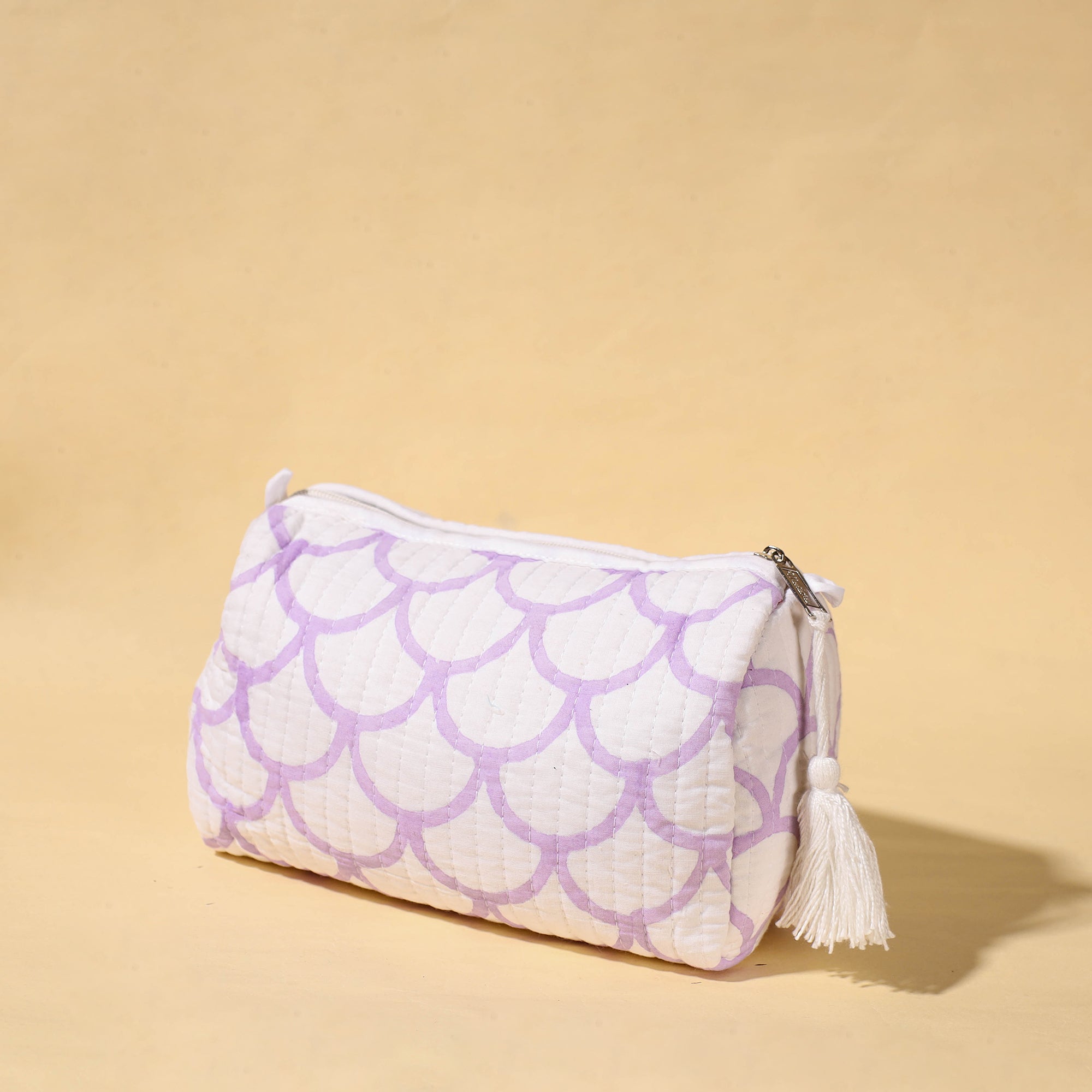  Handmade Cotton Fabric Quilted Utility Pouch With Tassel 