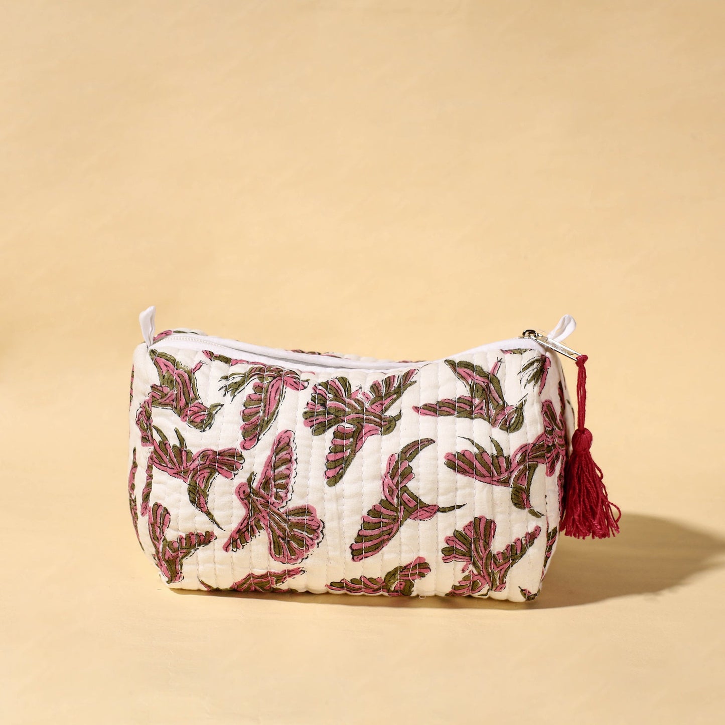  Handmade Cotton Fabric Quilted Utility Pouch With Tassel 