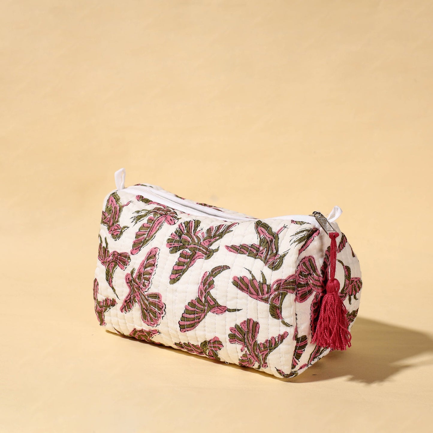  Handmade Cotton Fabric Quilted Utility Pouch With Tassel 