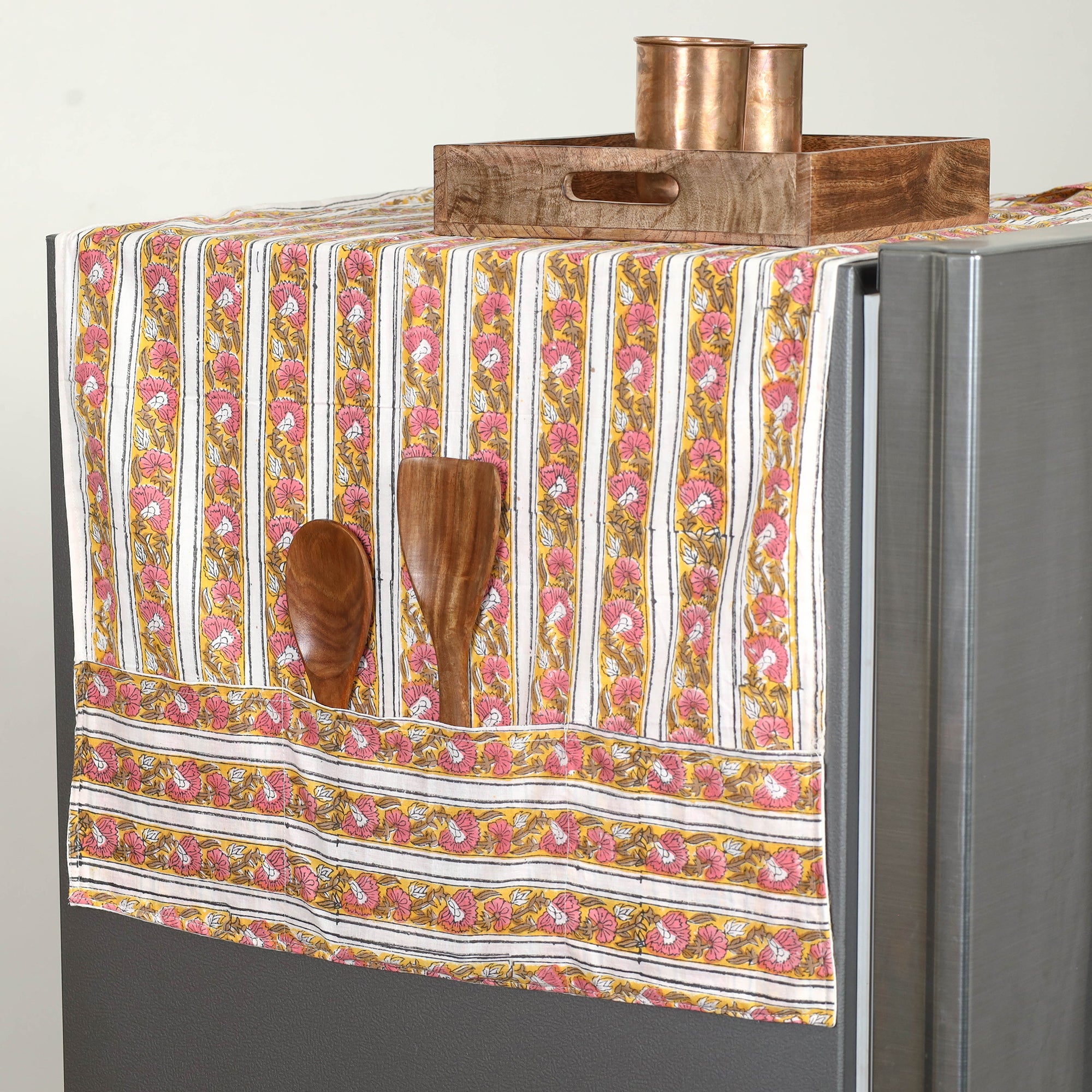 Buy Handmade Cotton Fridge Top Cover with Multiple Pockets 17 Online l iTokri.com