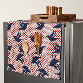 Multicolor Handmade Cotton Fridge Top Cover with Multiple Pockets