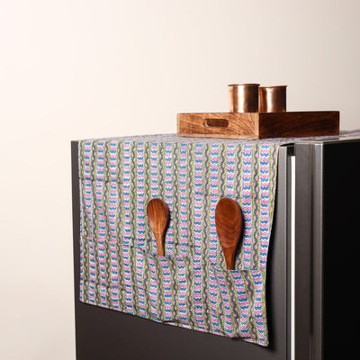 Multicolor Handmade Cotton Fridge Top Cover with Multiple Pockets