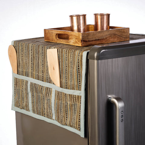 Multicolor Handmade Cotton Fridge Top Cover with Multiple Pockets
