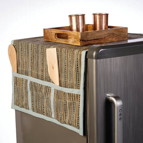 Multicolor Handmade Cotton Fridge Top Cover with Multiple Pockets