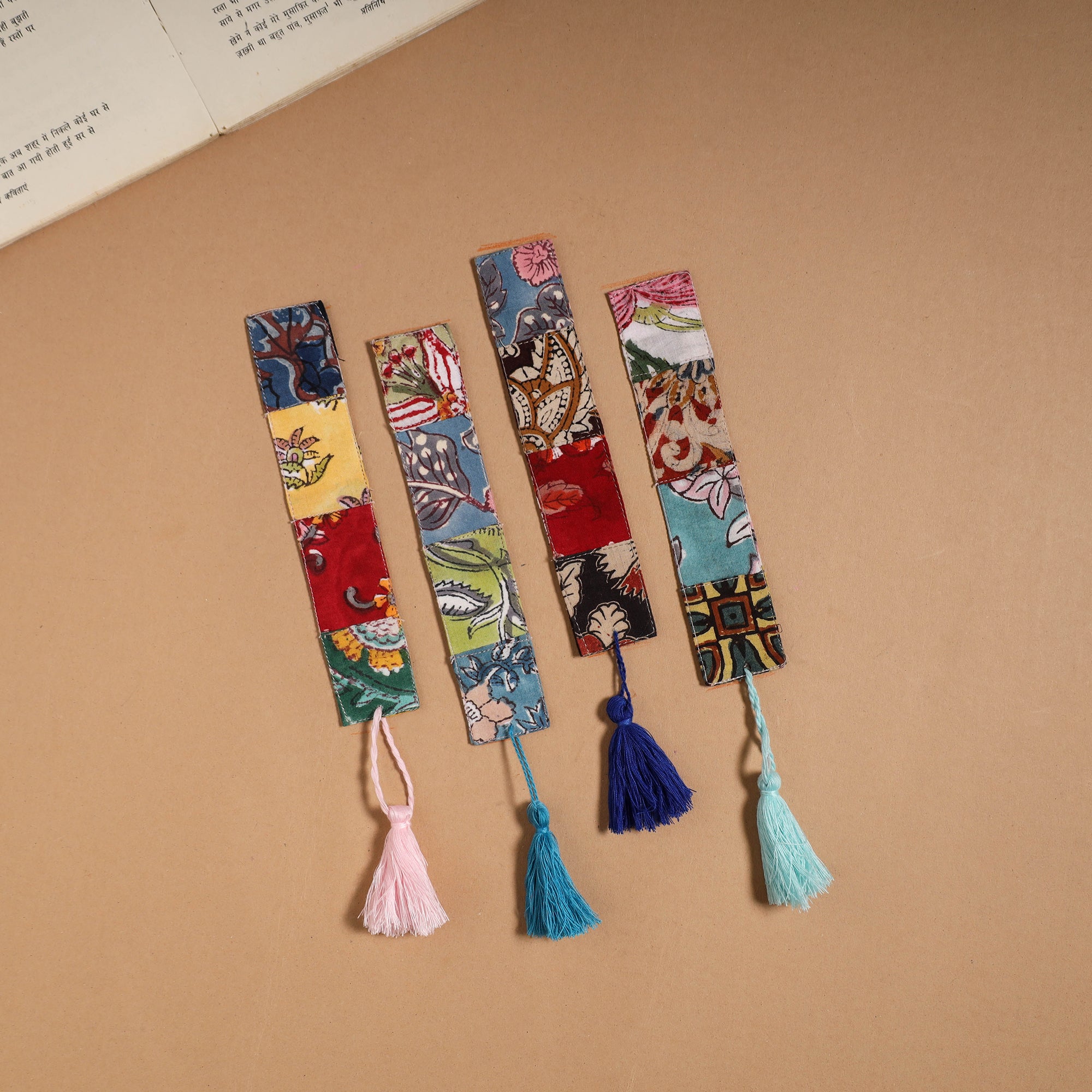 Multicolor - handmade cotton patchwork fabric bookmark (set