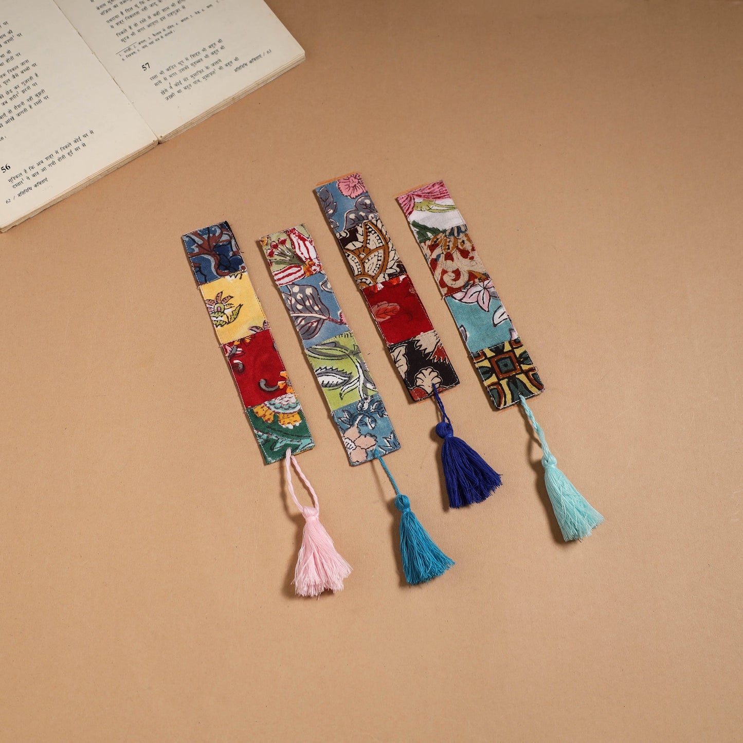 Multicolor - handmade cotton patchwork fabric bookmark (set