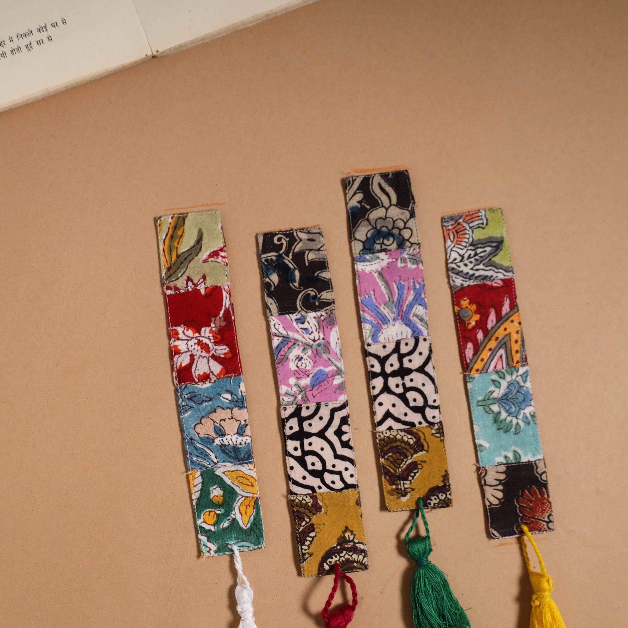 Multicolor - handmade cotton patchwork fabric bookmark (set