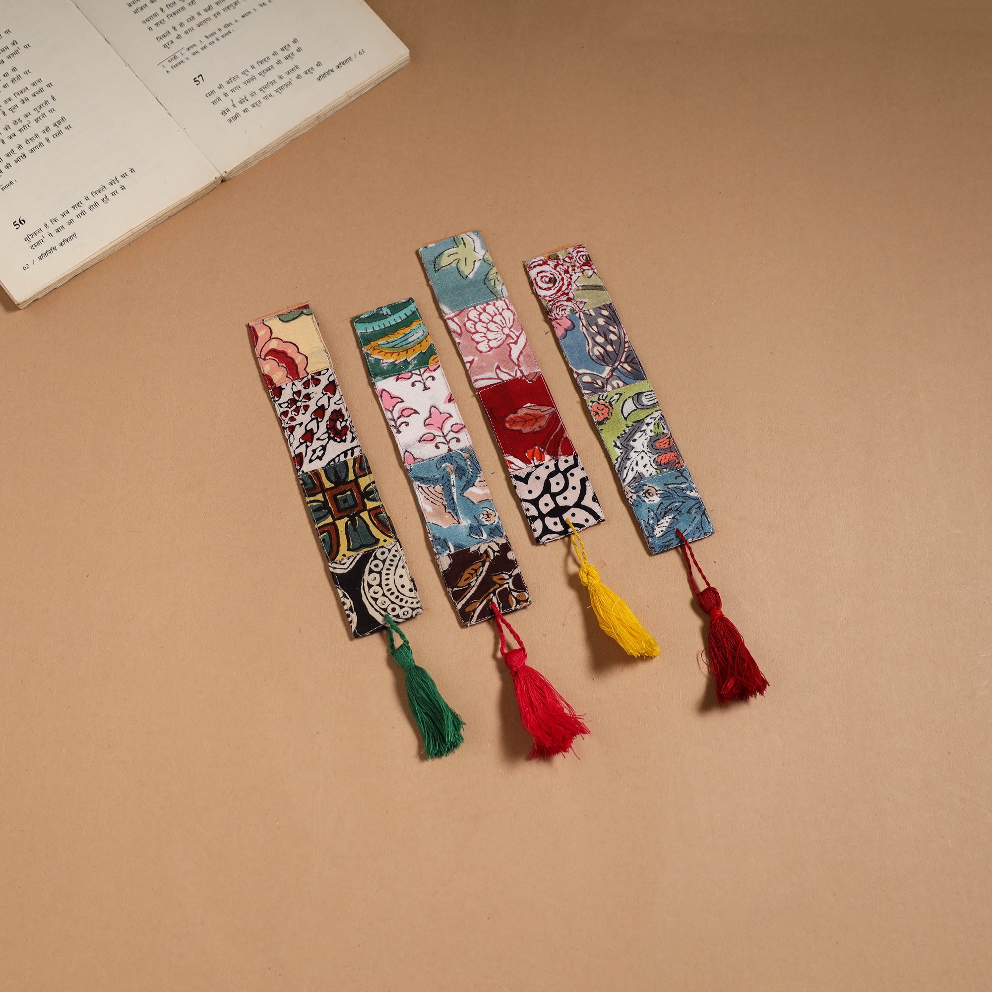 Multicolor - handmade cotton patchwork fabric bookmark (set