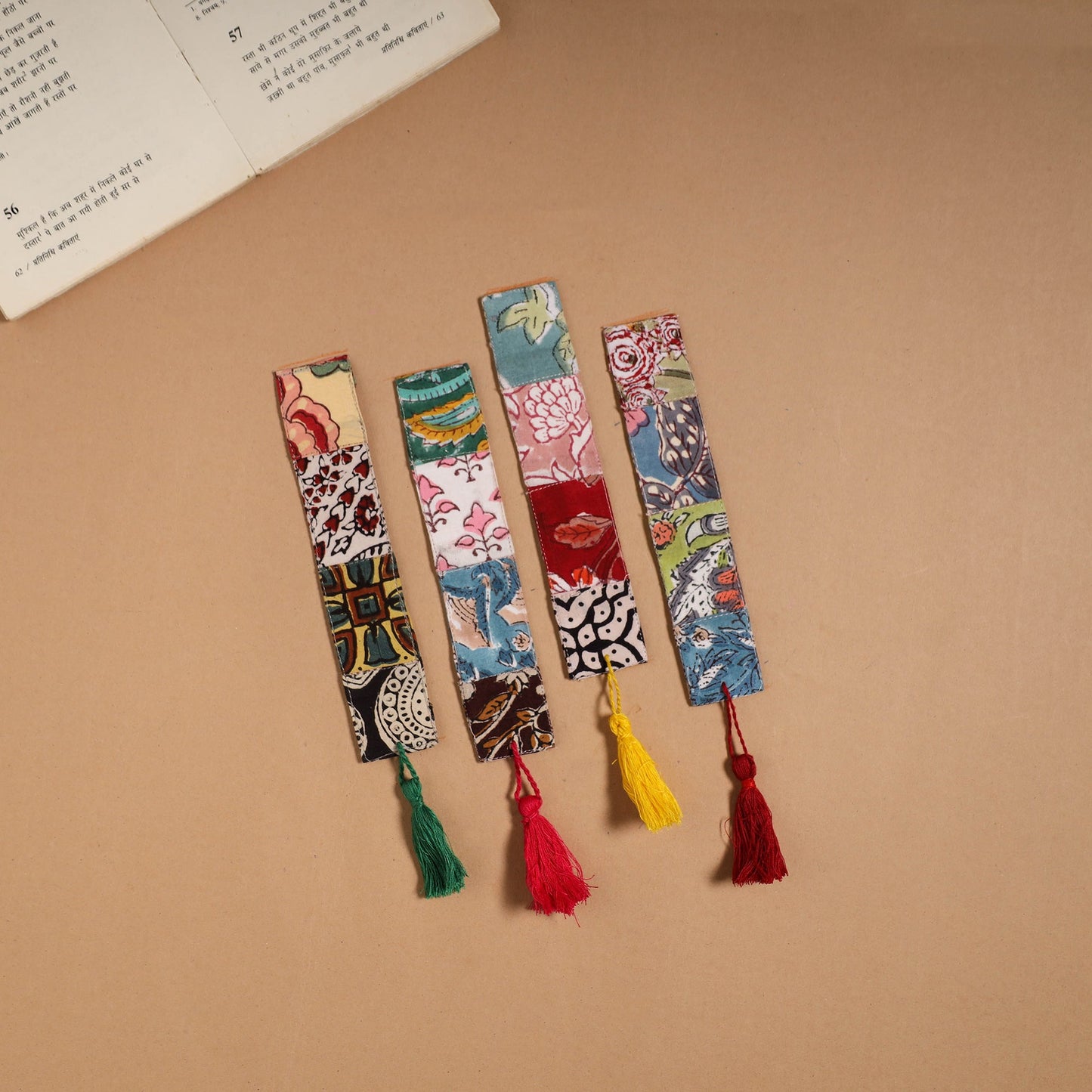 Multicolor - handmade cotton patchwork fabric bookmark (set