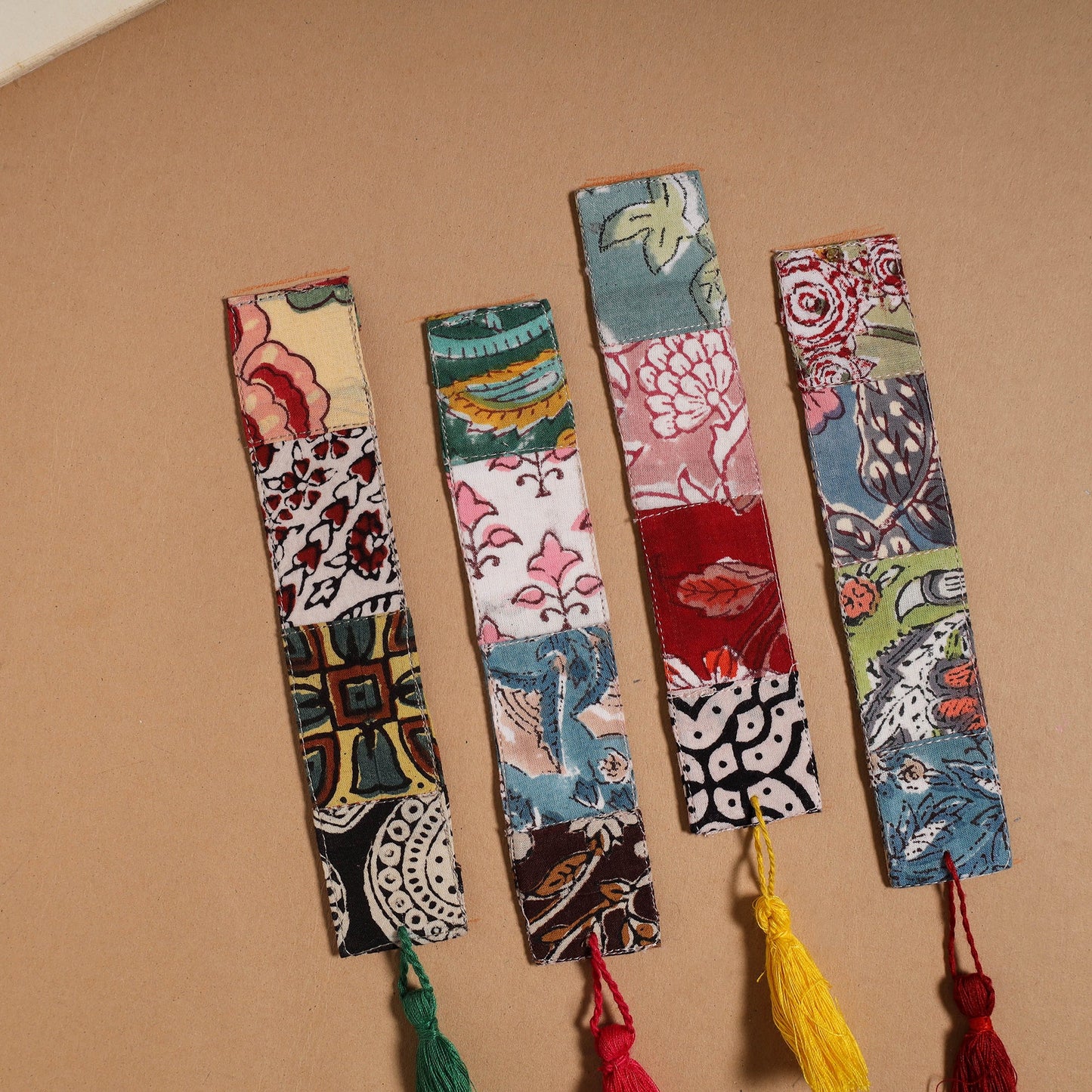 Multicolor - handmade cotton patchwork fabric bookmark (set