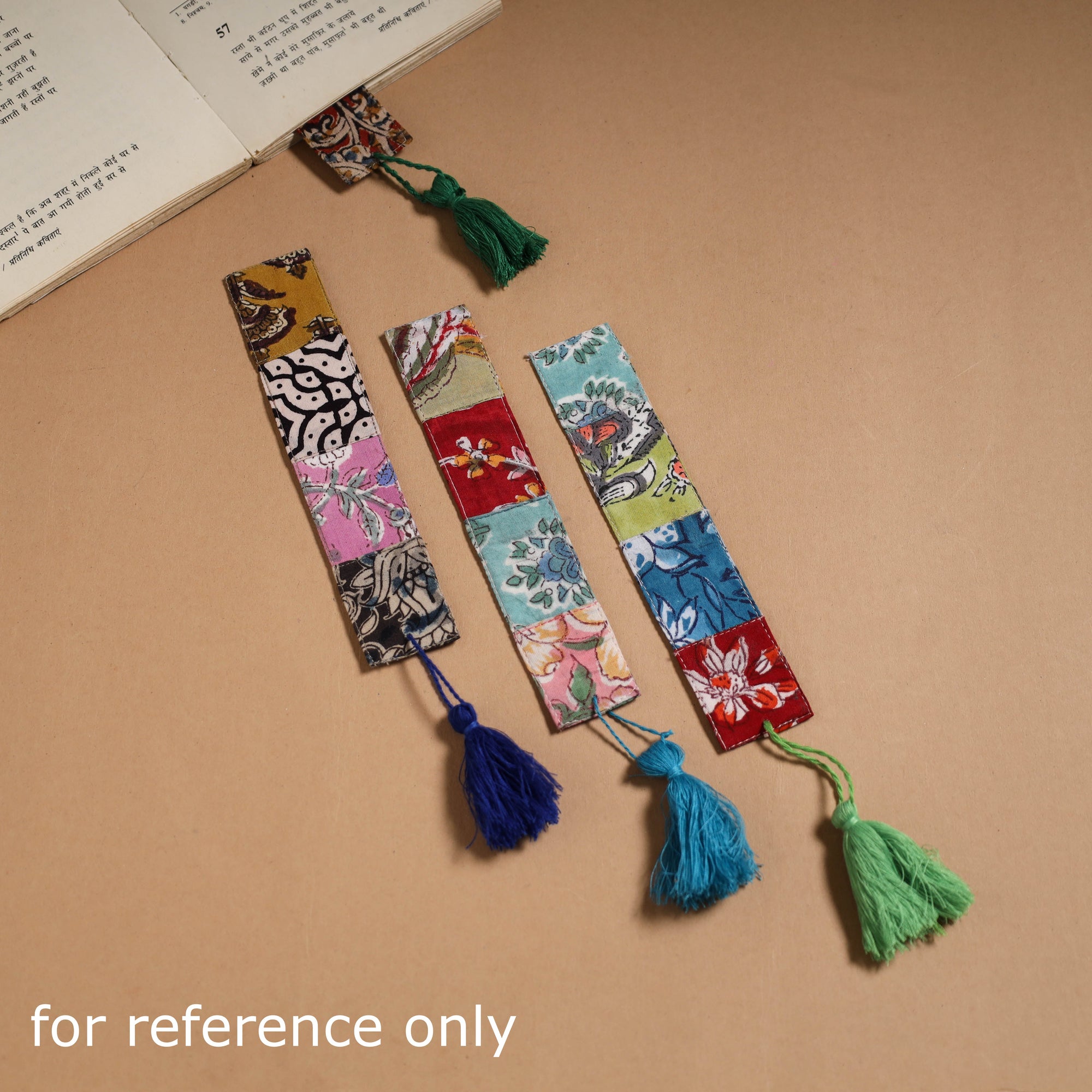 Multicolor - handmade cotton patchwork fabric bookmark (set