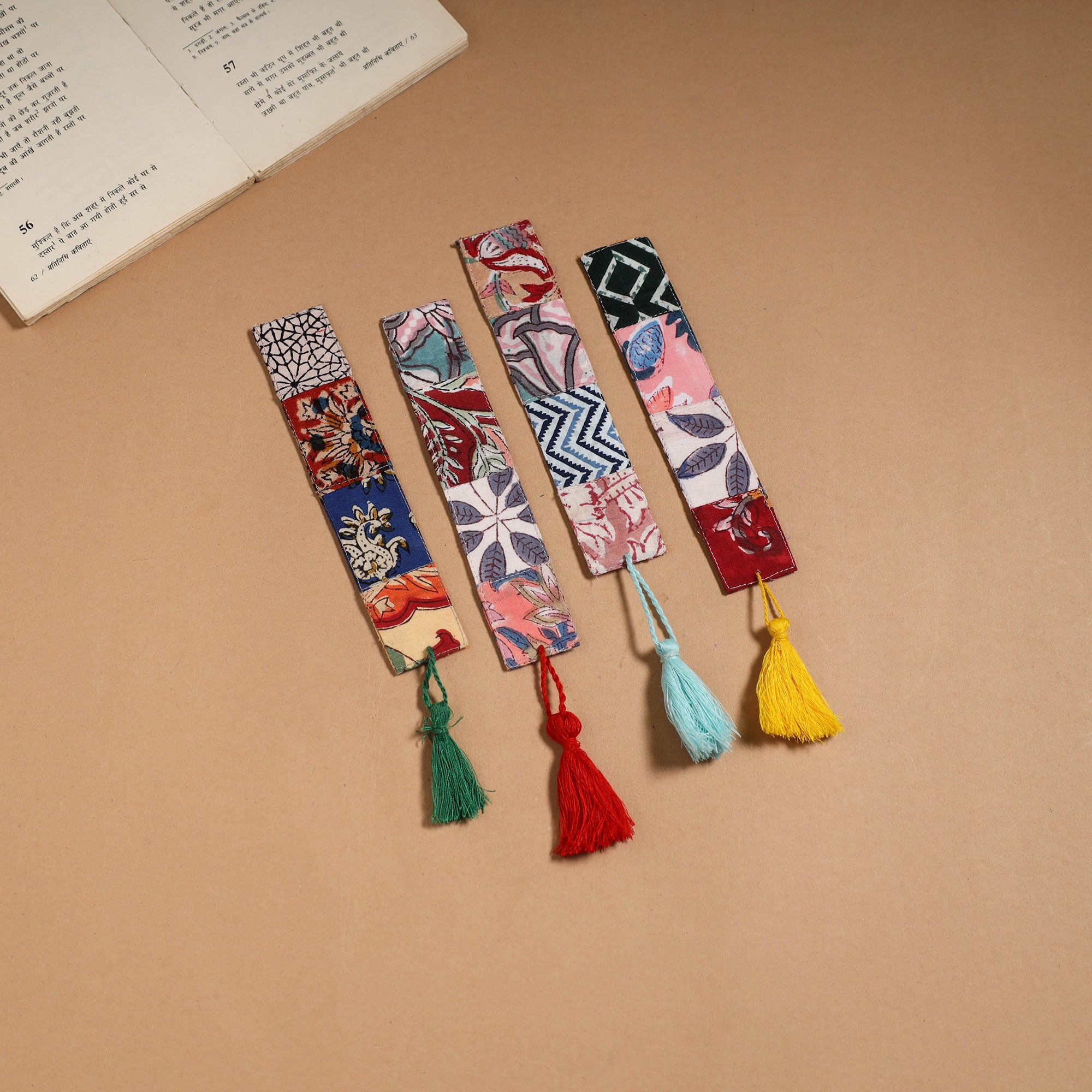 Multicolor - handmade cotton patchwork fabric bookmark (set
