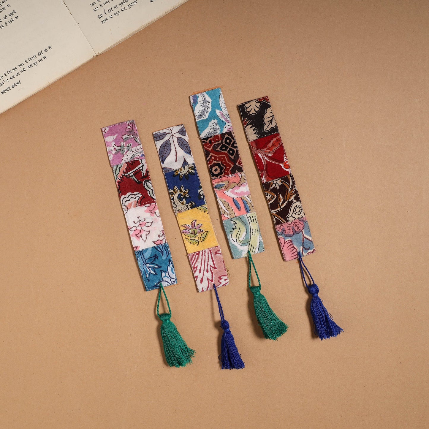 Multicolor - handmade cotton patchwork fabric bookmark (set