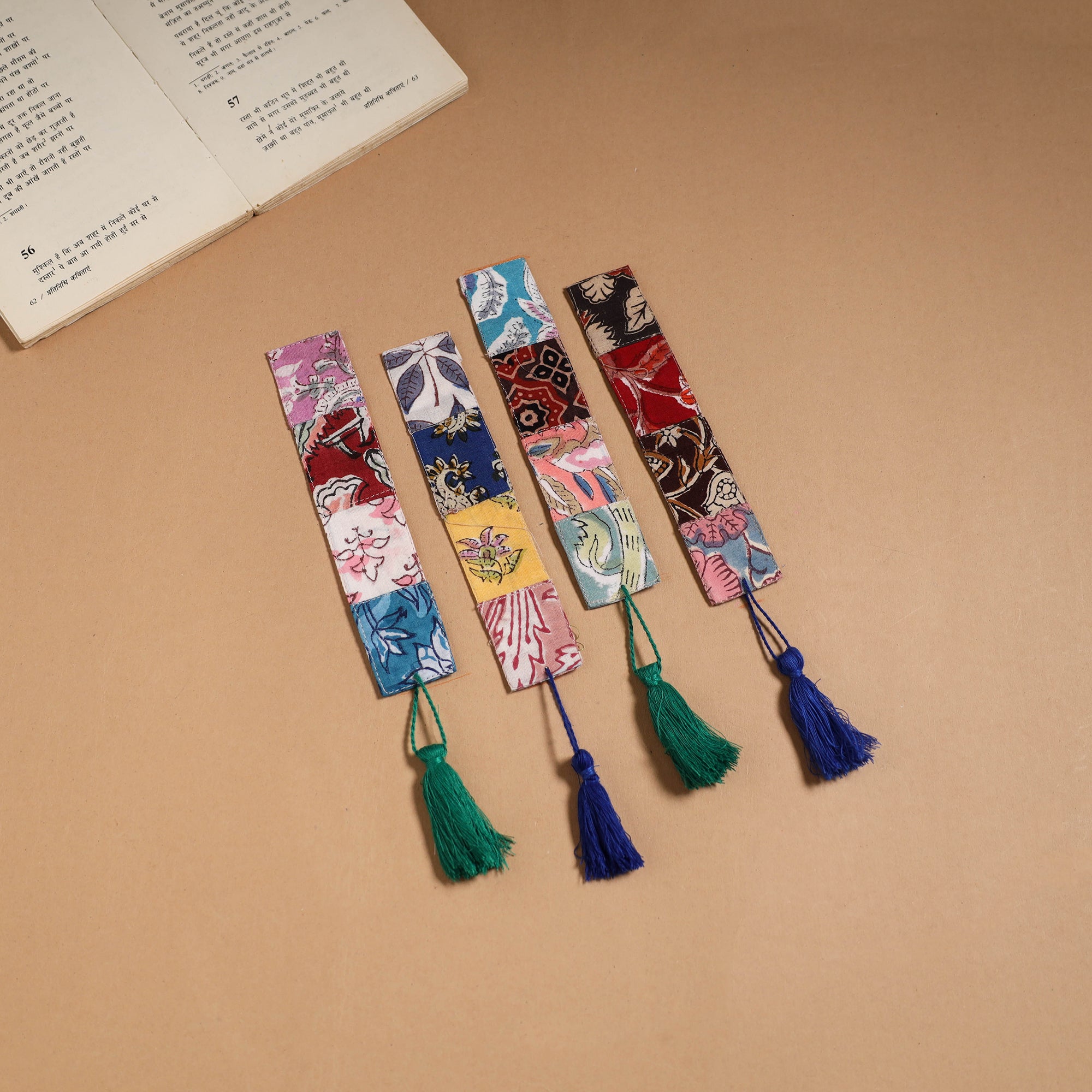 Multicolor - handmade cotton patchwork fabric bookmark (set