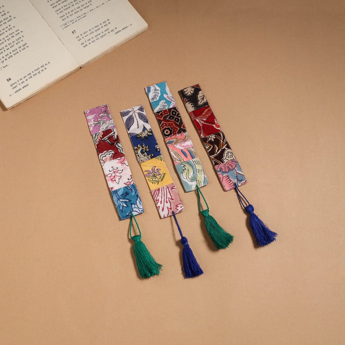 Multicolor - handmade cotton patchwork fabric bookmark (set