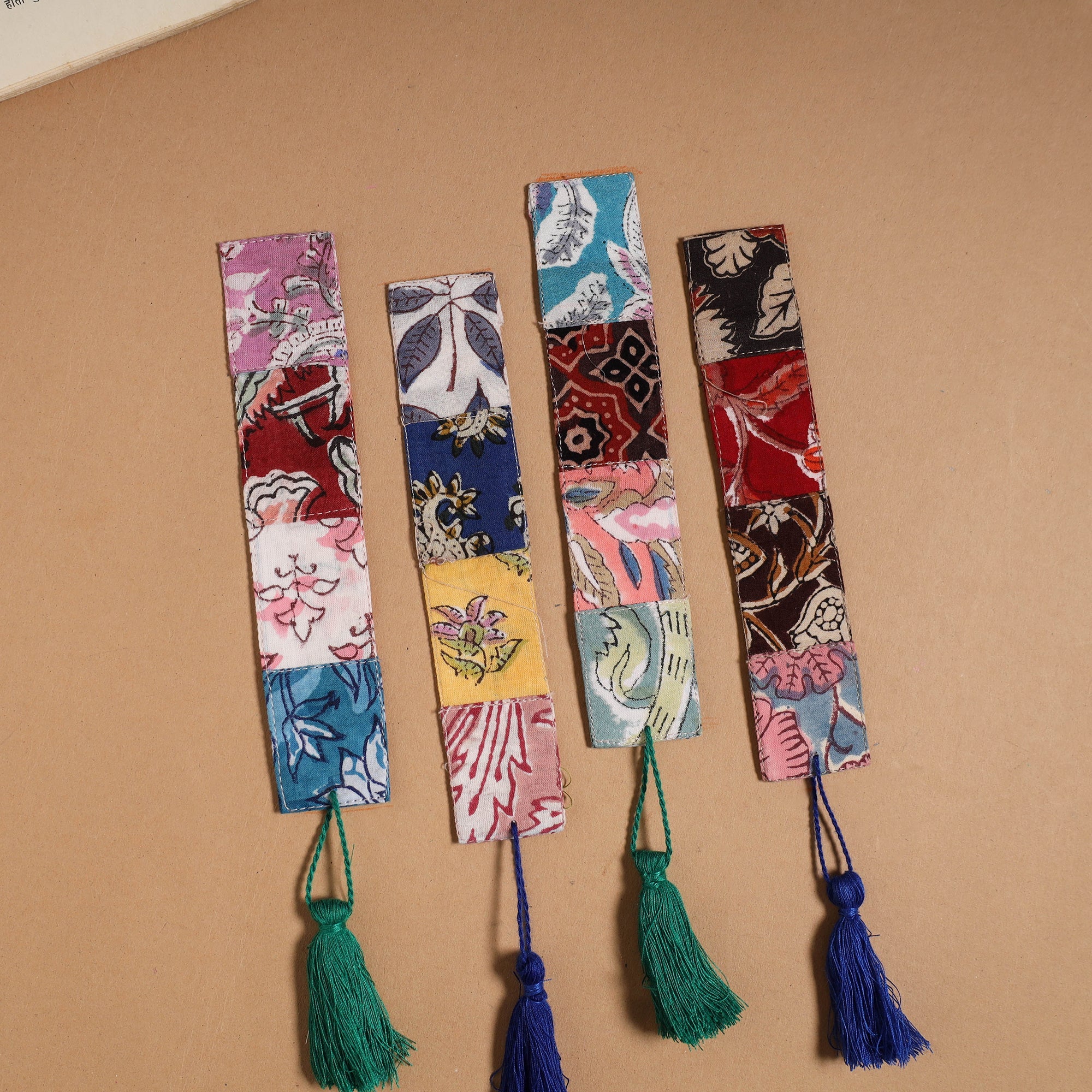 Multicolor - handmade cotton patchwork fabric bookmark (set
