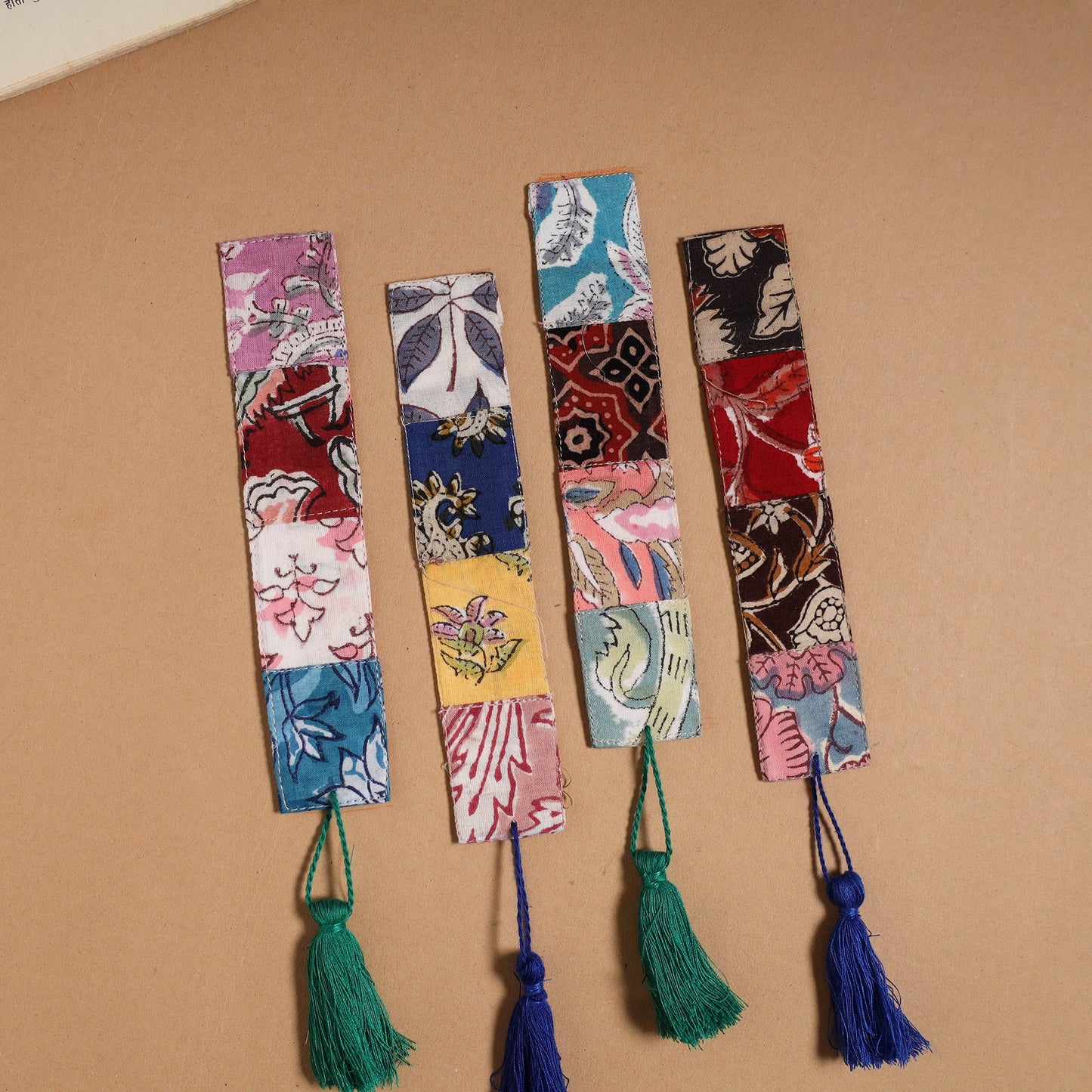 Multicolor - handmade cotton patchwork fabric bookmark (set