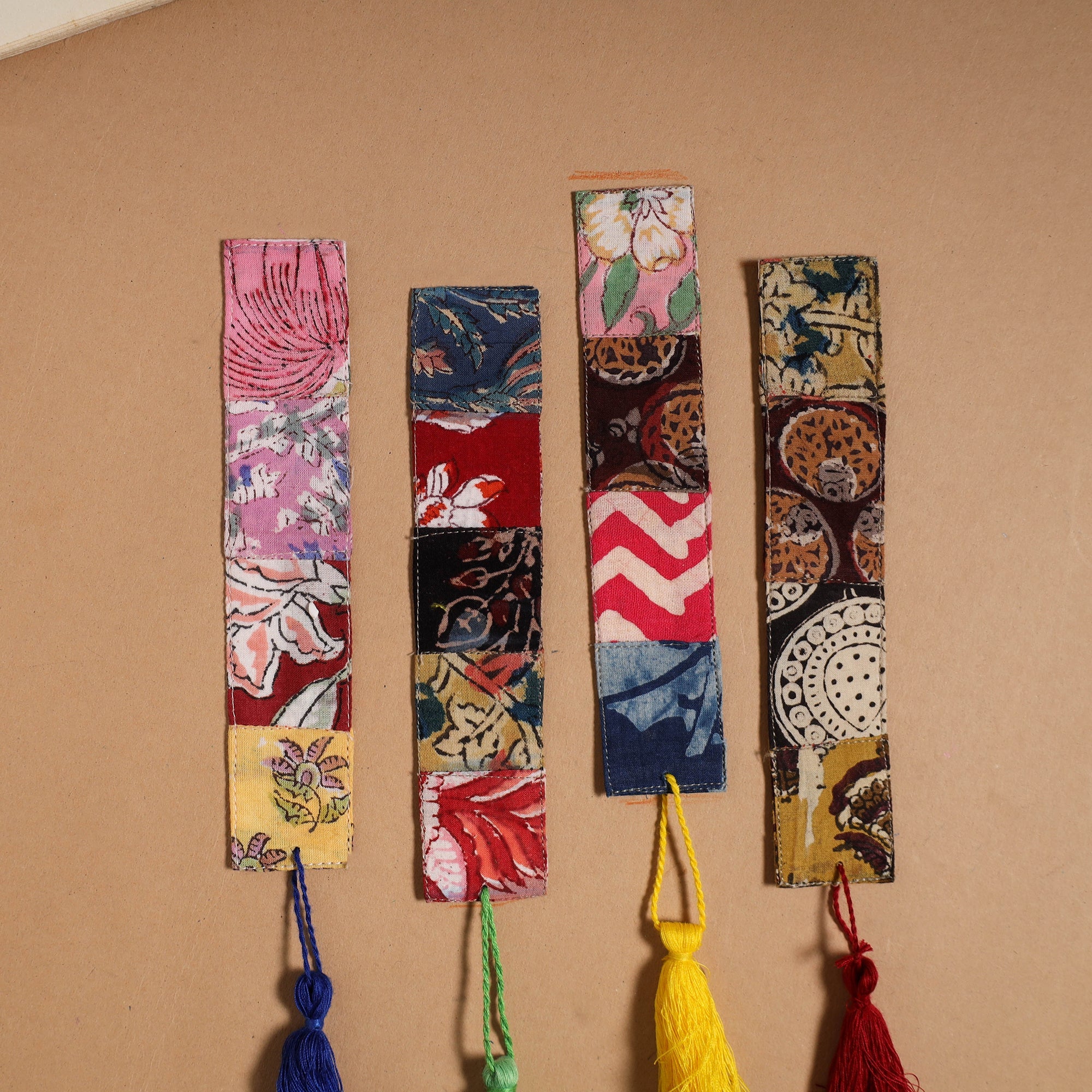 Multicolor - handmade cotton patchwork fabric bookmark (set