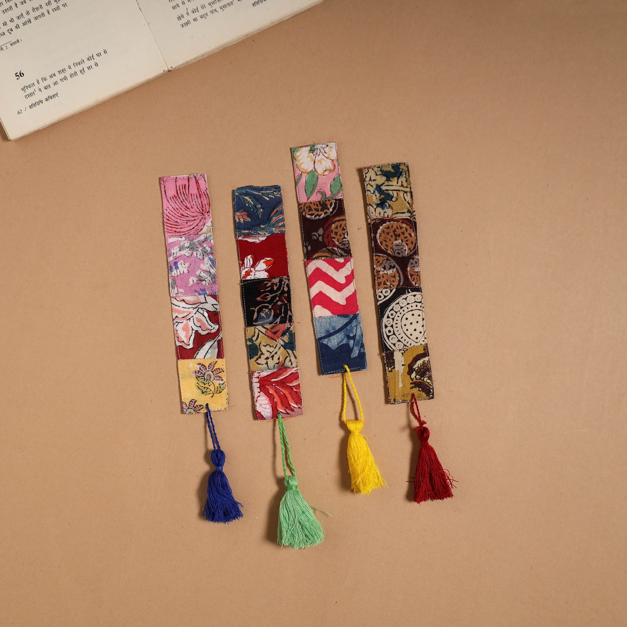 Multicolor - handmade cotton patchwork fabric bookmark (set