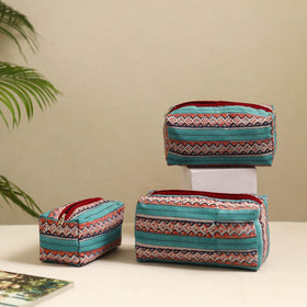  Multicolor Handmade Cotton Toiletry Bags (Set of 3)