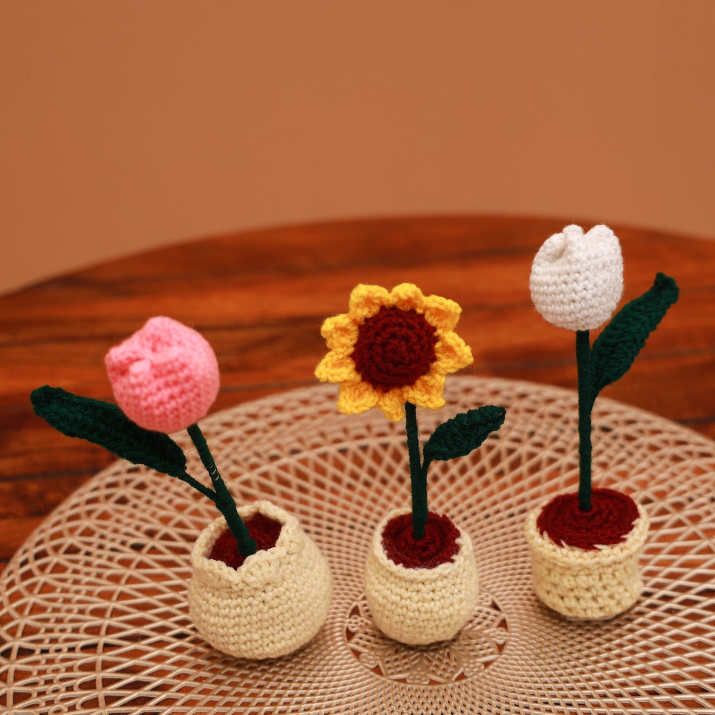 Handmade crochet flower pots (set of 3) 29 - handcrafted