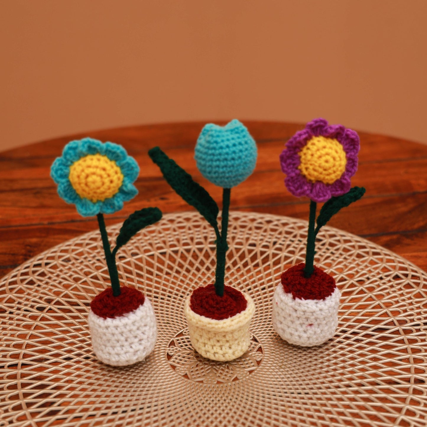 Handmade crochet flower pots (set of 3) 30 - handcrafted