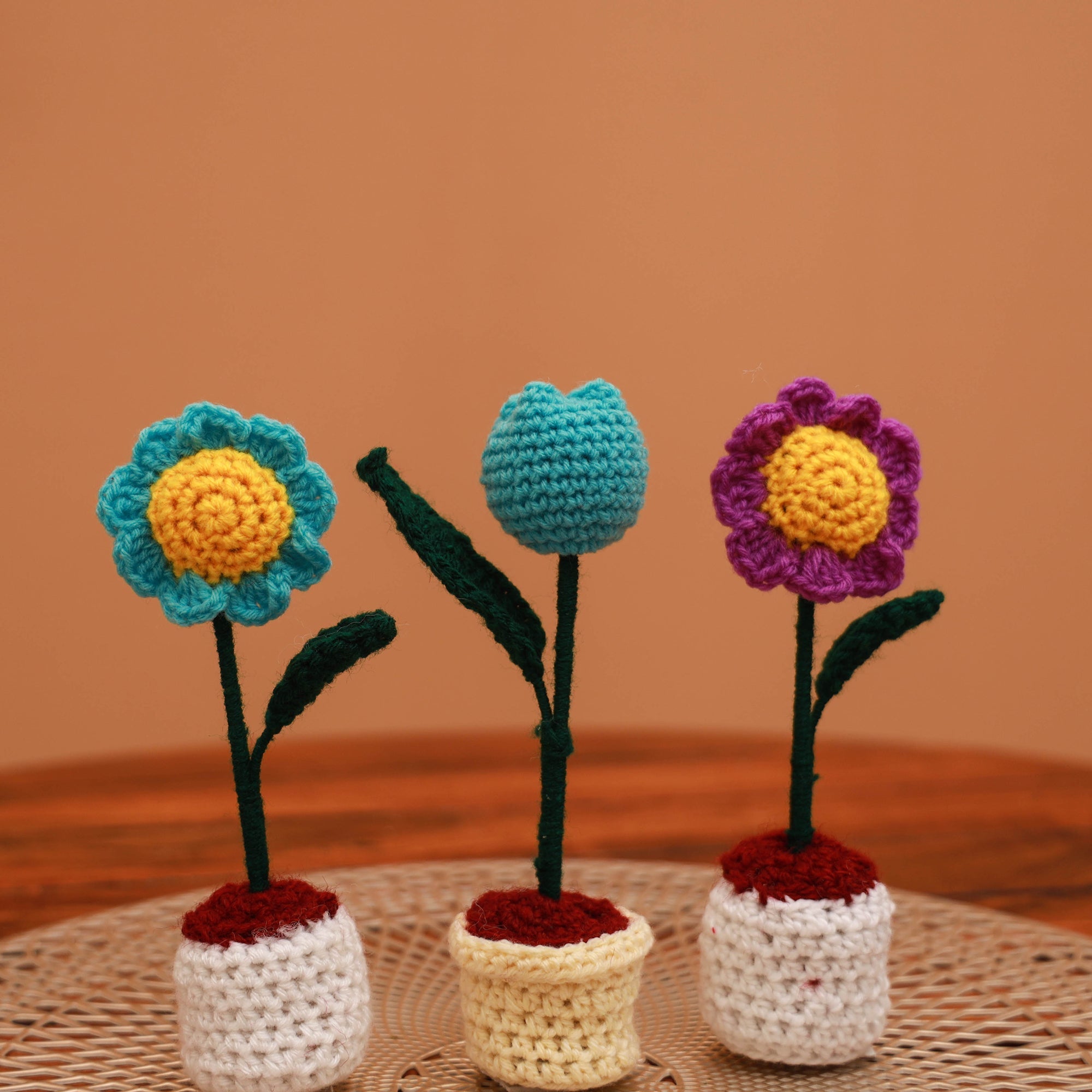 Handmade crochet flower pots (set of 3) 30 - handcrafted