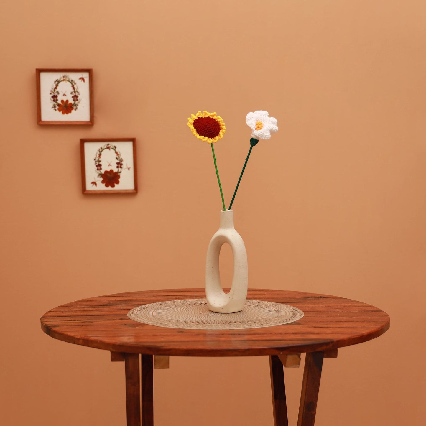 Handmade crochet flower sticks (set of 2) 05 - handcrafted