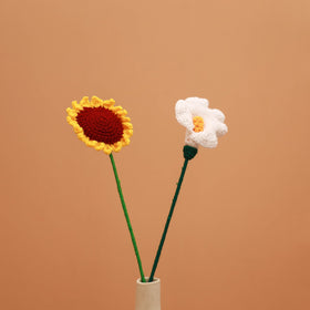 Handmade crochet flower sticks (set of 2) 05 - handcrafted