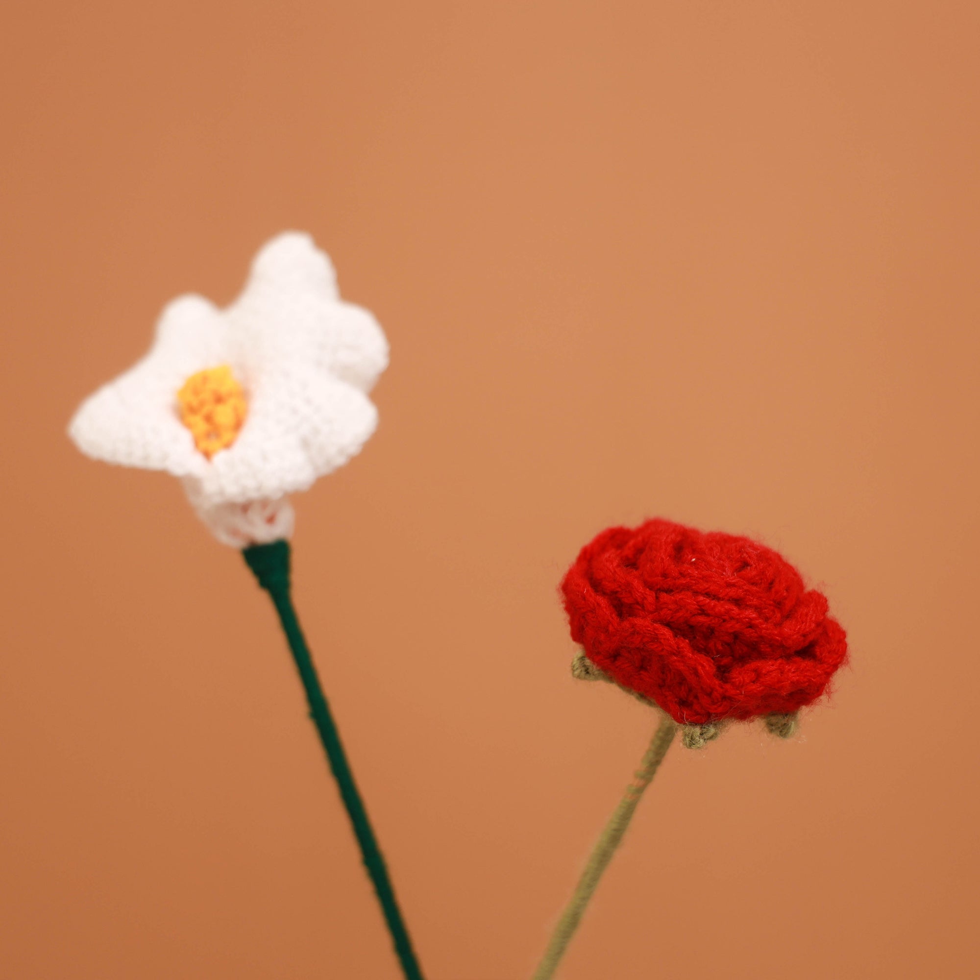 Handmade crochet flower sticks (set of 2) 06 - handcrafted