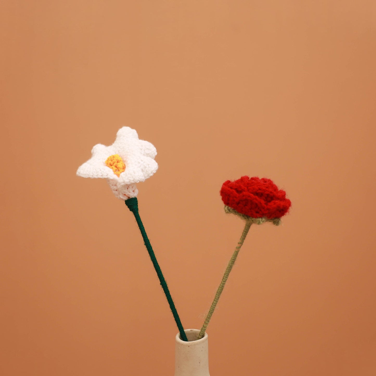 Handmade crochet flower sticks (set of 2) 06 - handcrafted