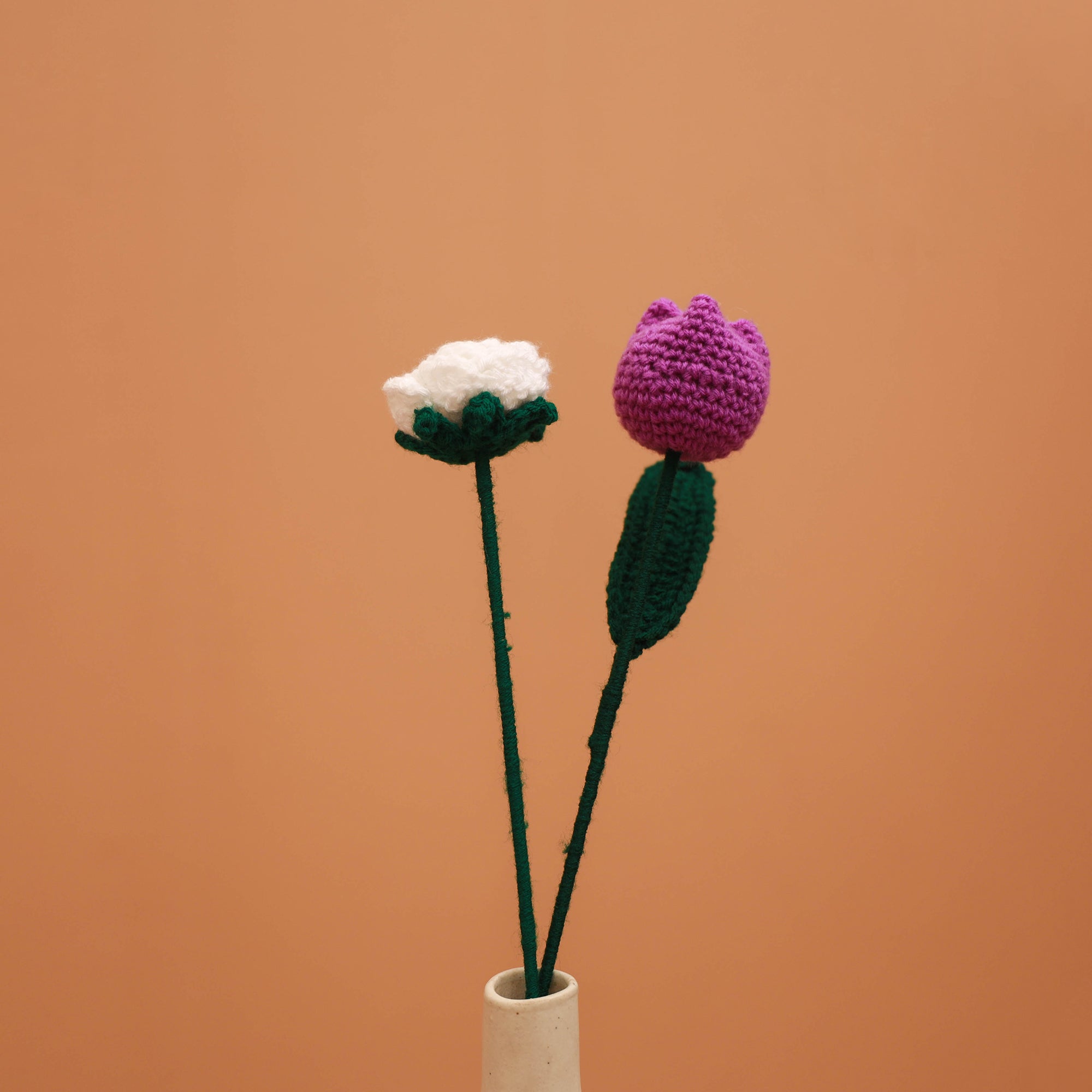 Handmade crochet flower sticks (set of 2) 07 - handcrafted