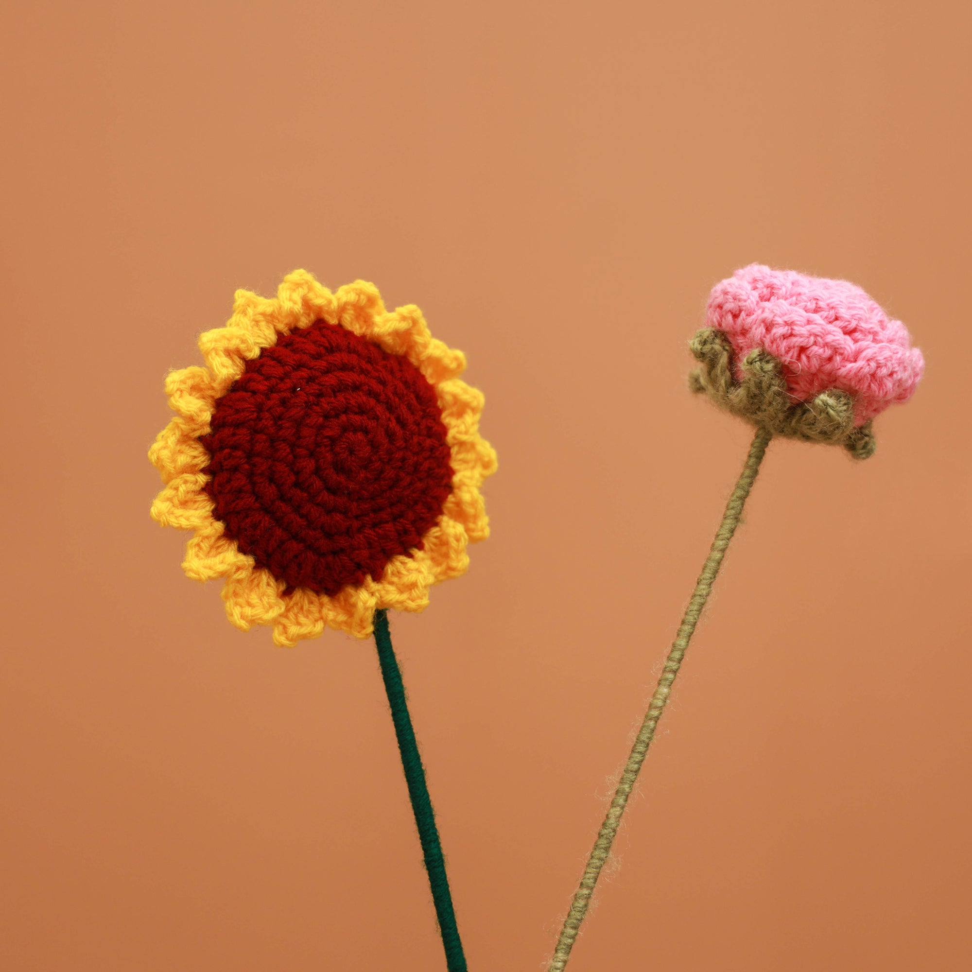 Handmade crochet flower sticks (set of 2) 09 - handcrafted