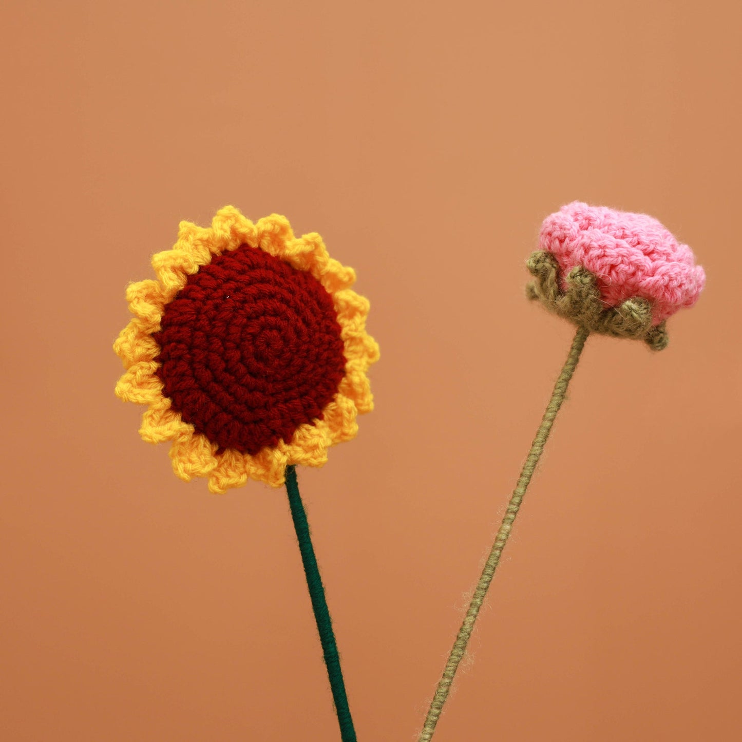 Handmade crochet flower sticks (set of 2) 09 - handcrafted