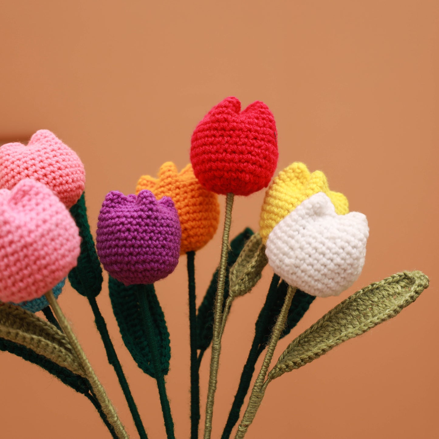 Handmade crochet flower sticks (set of 8) 01 - handcrafted